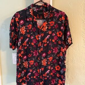 Denim & Flower Black and Red Floral Men's Shirt